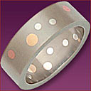 Titanium 6mm flat shaped wedding ring with mixed metal spots (LR695)