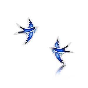 Swallows Silver & Enamel Earrings - EE00197